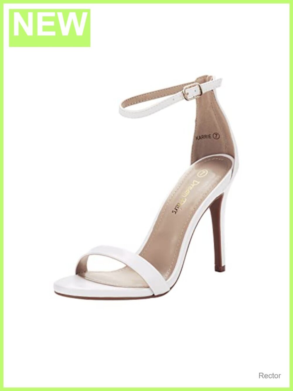 DREAM PAIRS Women's Faux Leather Heeled Sandals Stiletto Ankle Strap Rhinestone